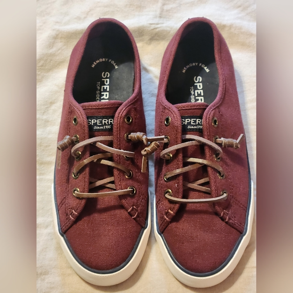 Sperry Burgundy Canvas Sneakers